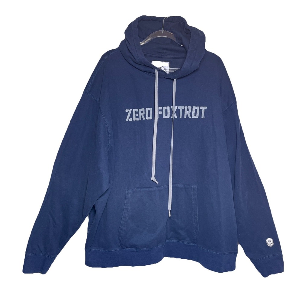 Zero Foxtrot Hoodie Mens 3XL Blue Long Sleeve Pullover USA Outdoor Skull